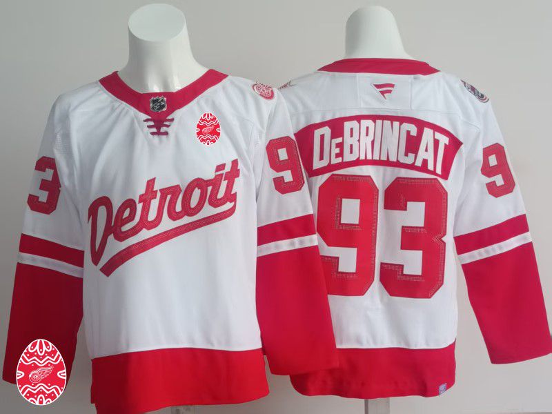 Men Detroit Red Wings #93 Debrincat White 2025 Fanatics Home Premium NHL Jersey style 3